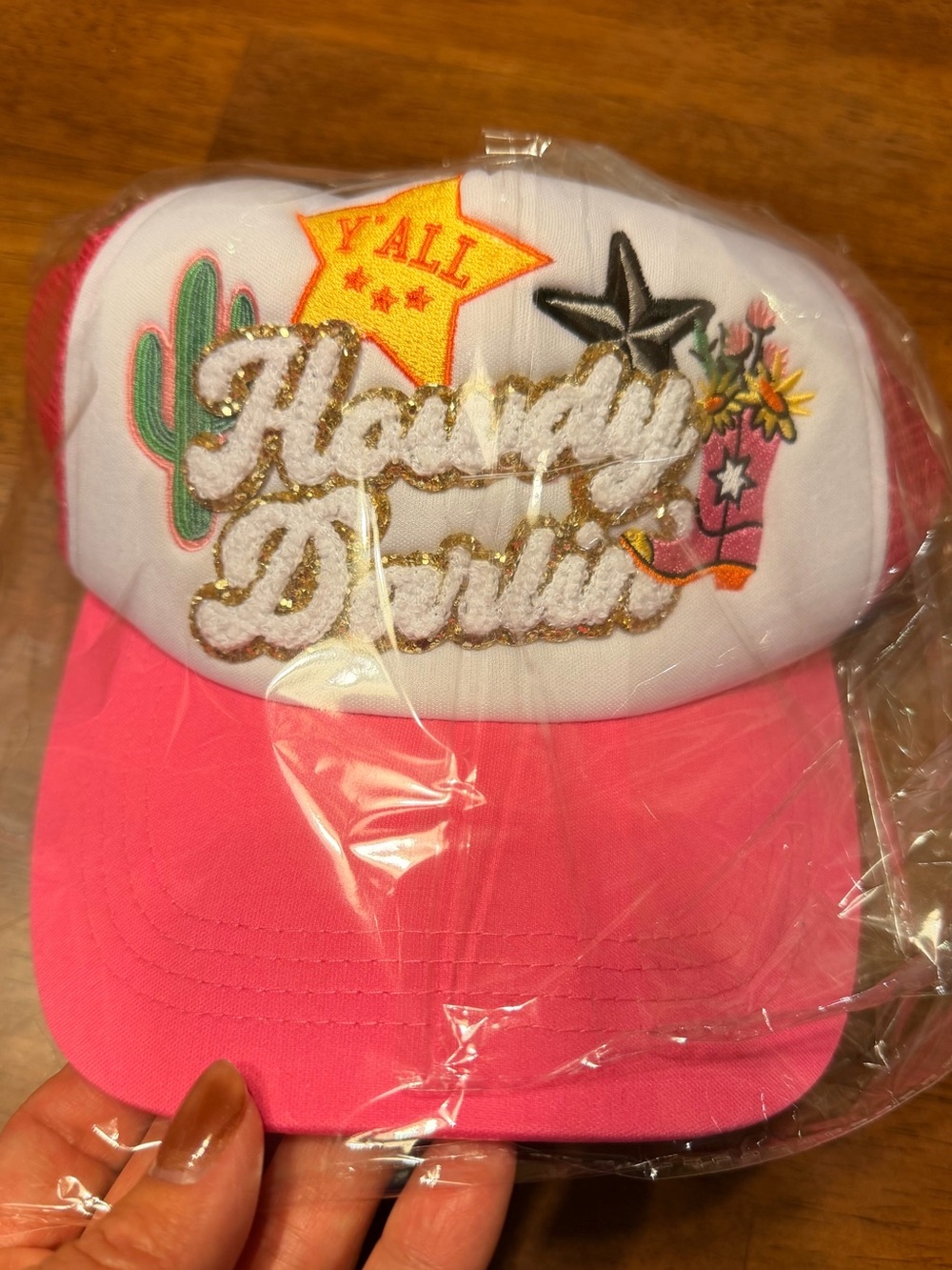 NWT Howdy Darlin' Pink Trucker Hat - Embroidered and Glittery! - Picture 3 of 4